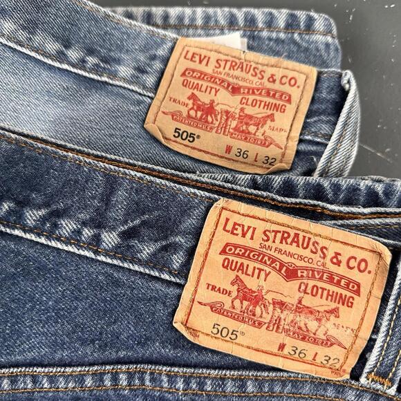 VTG Levis 505 Jeans Mens 35x32 Smoke Rise Fade Worn In Y2K Lot of 2 - Picture 2 of 13